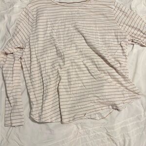 Sonoma Women's Long Sleeve Striped Tee - Cream and Tan